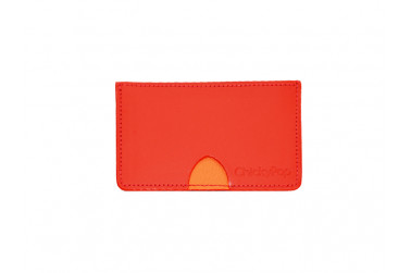 Porte cartes rouge et orange en cuir