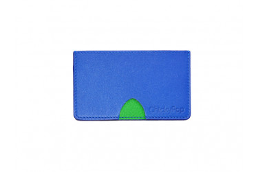 Porte cartes bleu et vert en cuir