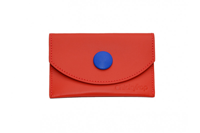 Porte-monnaie rouge et bleu électrique en cuir