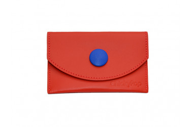 Porte-monnaie rouge et bleu électrique en cuir