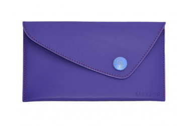 pochette violet intérieur bleu en cuir