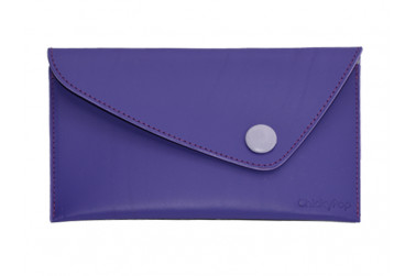 pochette violet intérieur gris en cuir